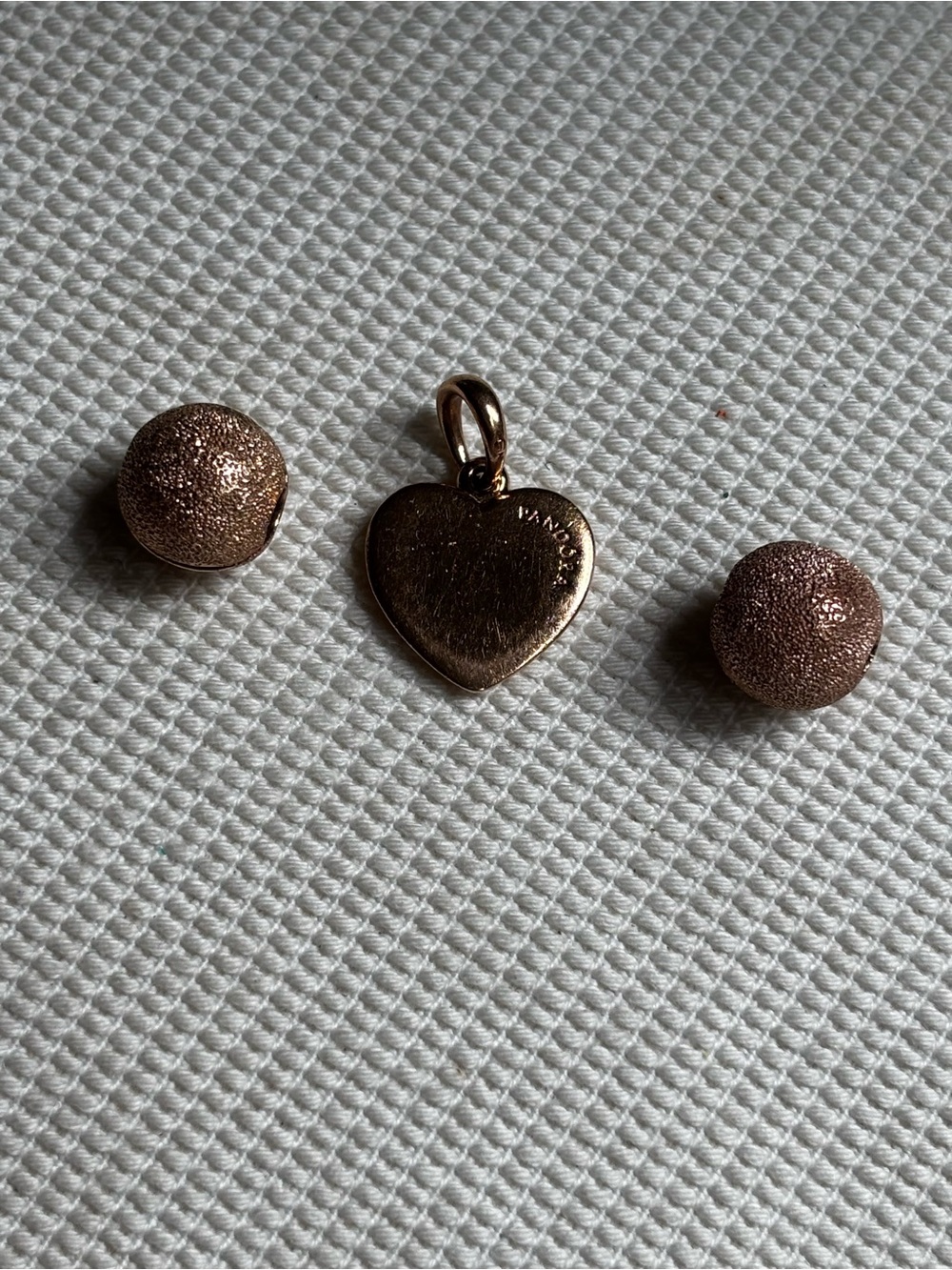 Pandora Rose Gold Heart Charm with Textured Stud Earrings - Picture 2 of 3